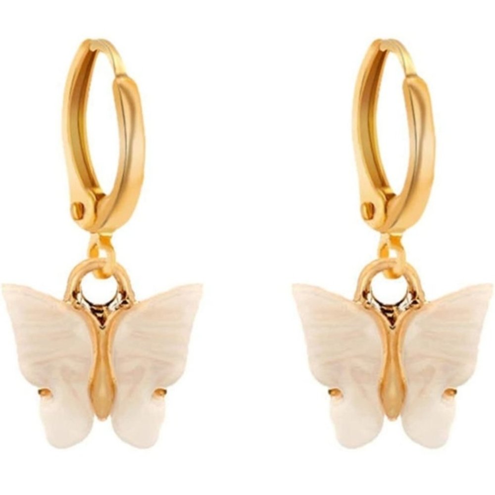 Brandy Melville White Acrylic Butterfly Earrings - Picture 3 of 3